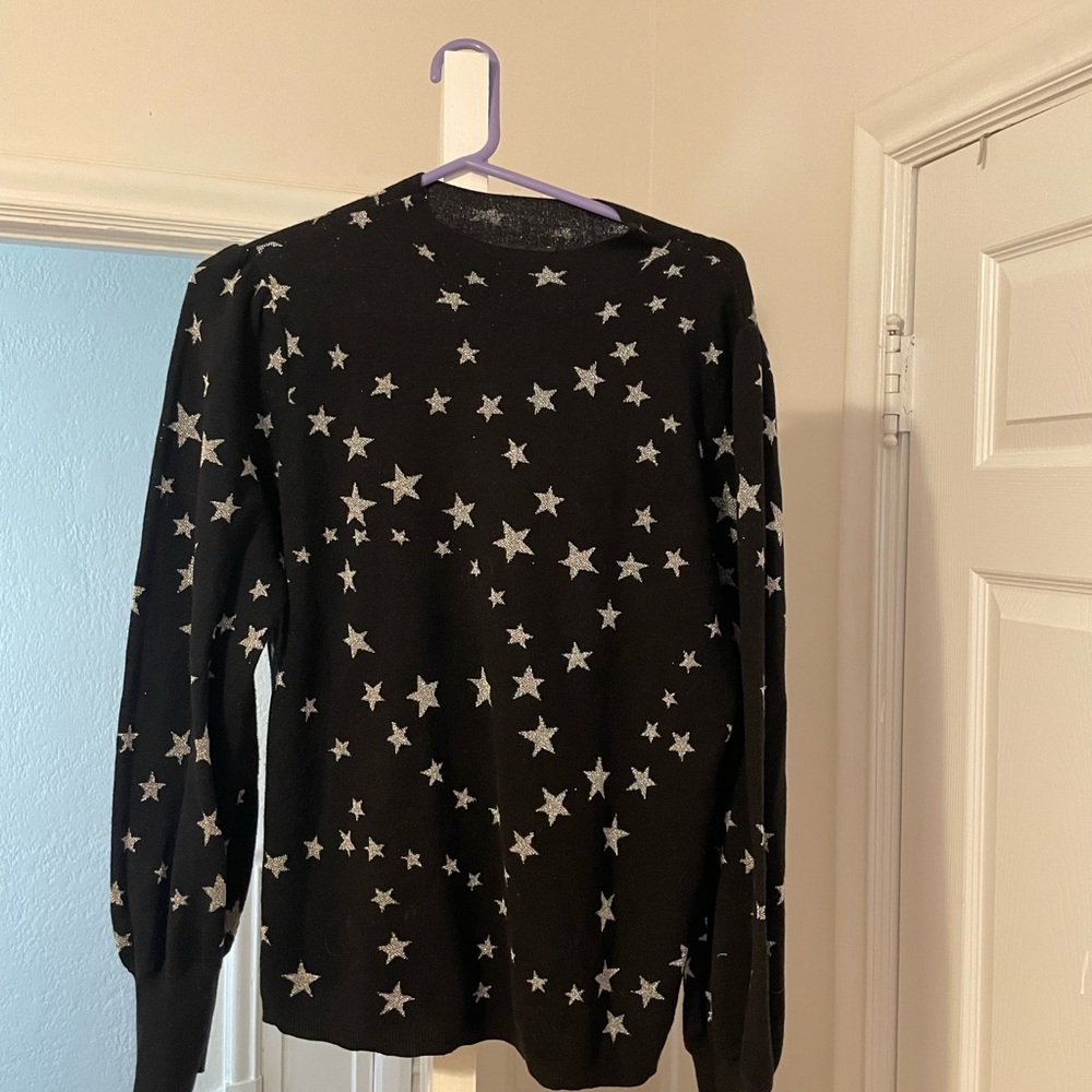 Large Ann Taylor Star Shimmer Mock Neck Sweater in Black/Silver